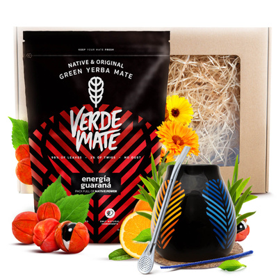 Ensemble de Cadeaux de Maté Verde Mate 400g 0,4kg Calebasse + Bombilla