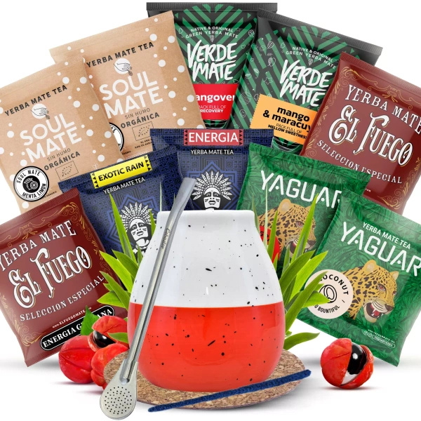 Yerba Mate set 10x50g Calebasse + Bombilla