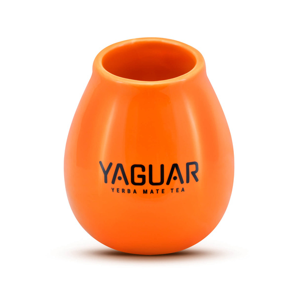Calebasse en céramique orange avec logo Yaguar - 350 ml