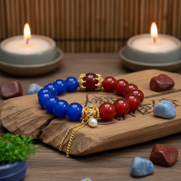 Bracelet en agate rouge et bleue – Harmonie
