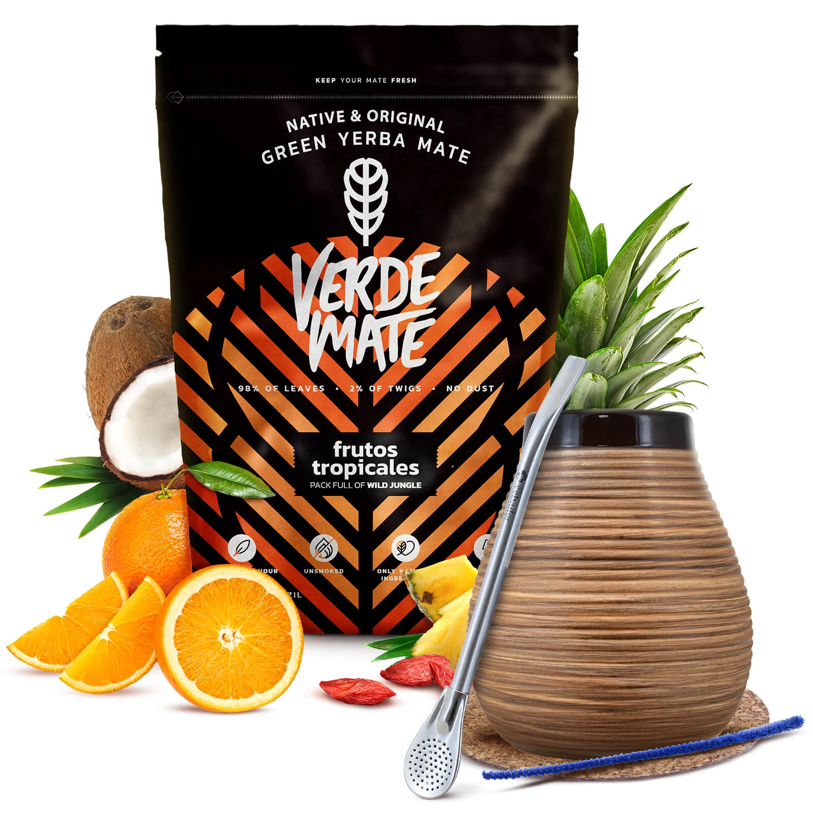 Fruto Mate Yerba Mate Verde Mate Green Frutos Tropicales Starter Set 500g ...