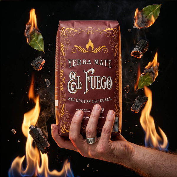 Set de Maté : El Fuego Elaborada 1kg + Calebasse + Bombilla