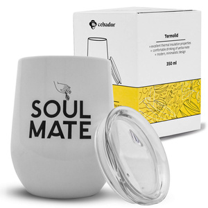 TermoLid – tasse isotherme pour yerba maté avec couvercle – Soul Mate (blanche) – 350 ml