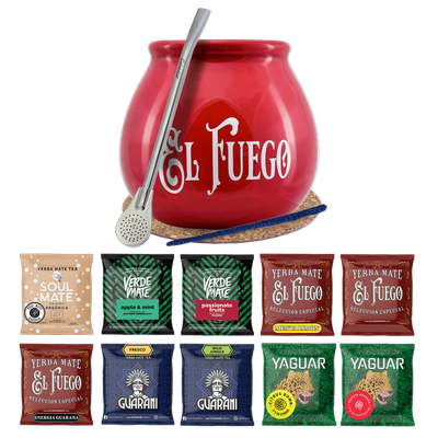 Yerba Mate Set 10x50g Calebasse Bombilla 500g