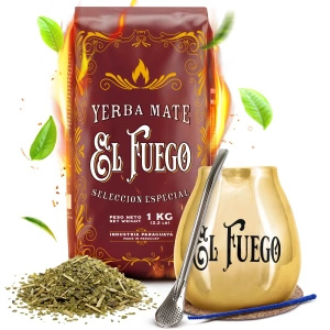 Set de Maté : El Fuego Elaborada 1kg + Calebasse + Bombilla