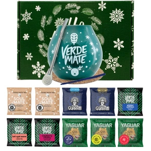 Coffret cadeau d'hiver Yerba Maté 10x50g Calebasse + Bombilla