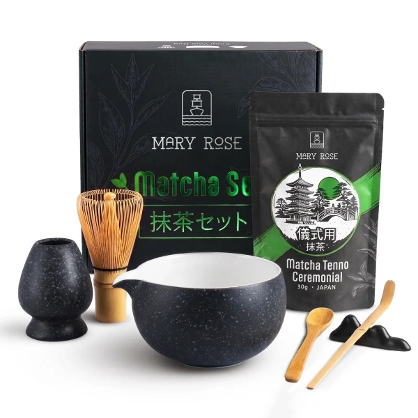 Coffret cadeau : matcha cérémonial japonais + matchawan + accessoires en bambou