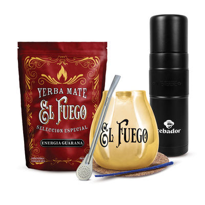 Set de Maté El Fuego 500g 0,5kg Yerbomos XL + Calebasse + Bombilla