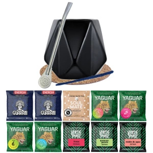 Set Yerba Verde Mate Green 10x50 Matero Diamente