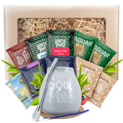 Ensemble de Cadeaux de Maté 10x50g 500g Calebasse + Bombilla