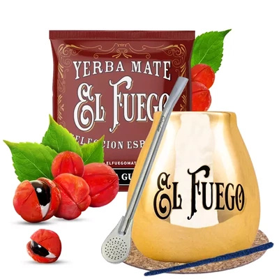 El Fuego yerba maté set céramique calebasse bombilla