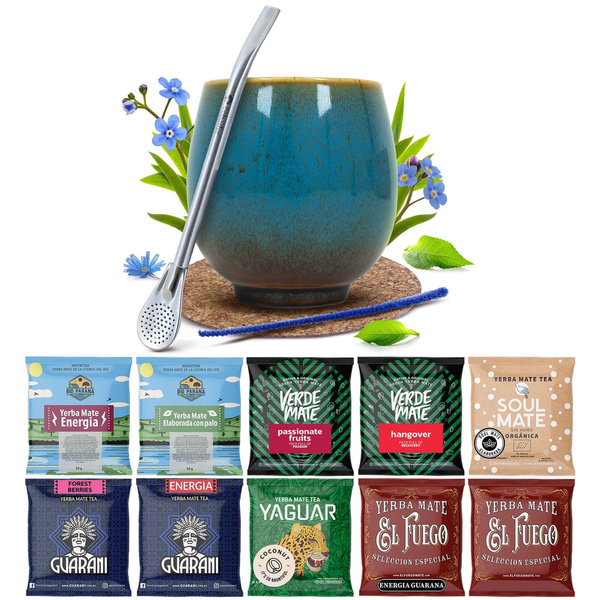 Yerba Maté 10x50g 500g set d'échantillons + accessoires
